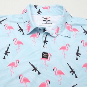 Eagle Six Gear Polo Shirt Mens XL Flamingo Rifle Print Golf Performance